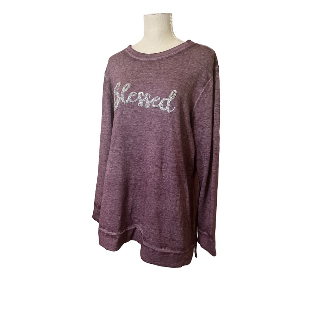 Lane Bryant Blessed Graphic Purple Fleece Sweatshirt 18/20
